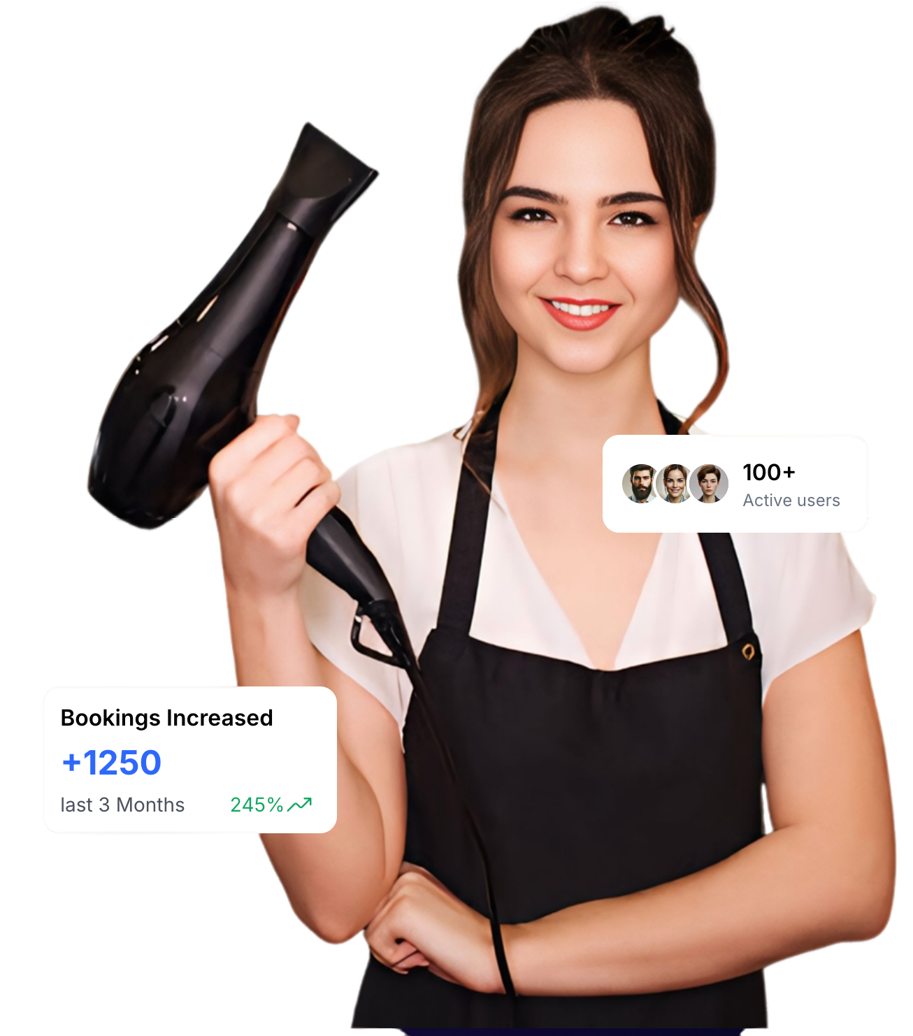 Stylist with hair dryer